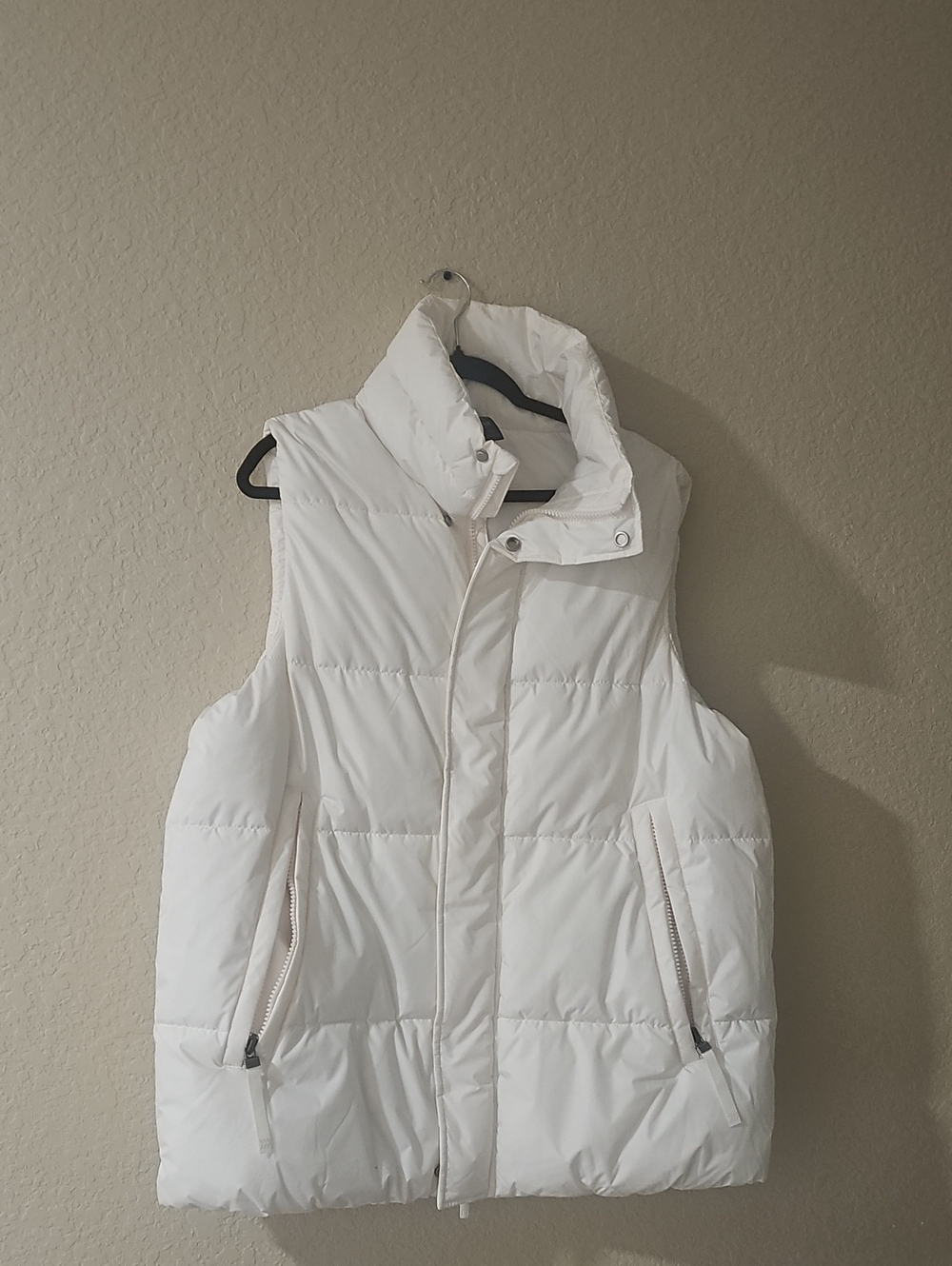 all in motion White Quilted Puffer Vest with High Collar And Longer Length